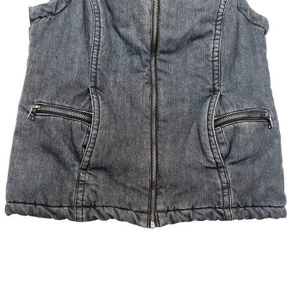Liz Claiborne Padded Plaid Lined Denim Vest Denim Dark Wash Size Small - Picture 3 of 6